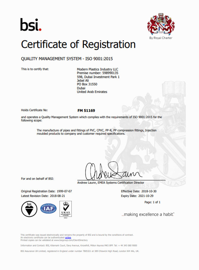 ISO CERTIFICATE FM 51169