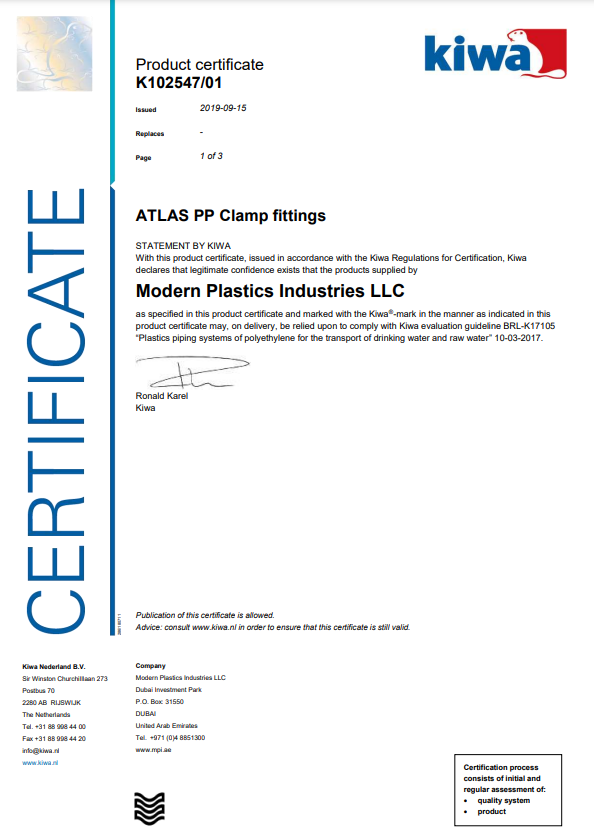 Kiwa - PP Clamp Fittings